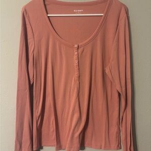 Old Navy Pink Fitted Buttoned Blouse